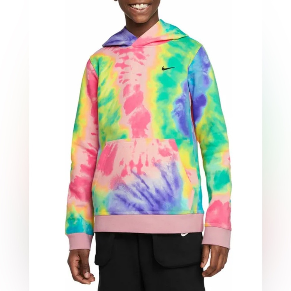 Nike Boys' Sportswear Club Tie Dye Hoodie - Arctic Punch Medium